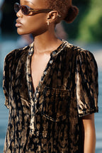 Pilcro Aly Velvet Puff-Sleeve Mini Dress