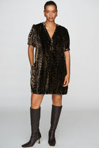 Pilcro Aly Velvet Puff-Sleeve Mini Dress