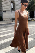 Maeve Tarryn Suede Fit & Flare Midi Dress
