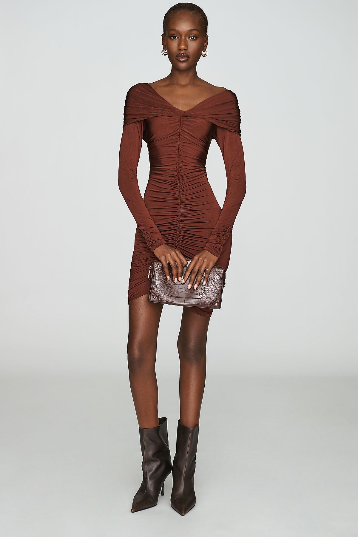 Maeve Ruched Mini Dress