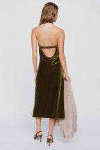 Maeve Jamie Velvet Halter Midi Dress