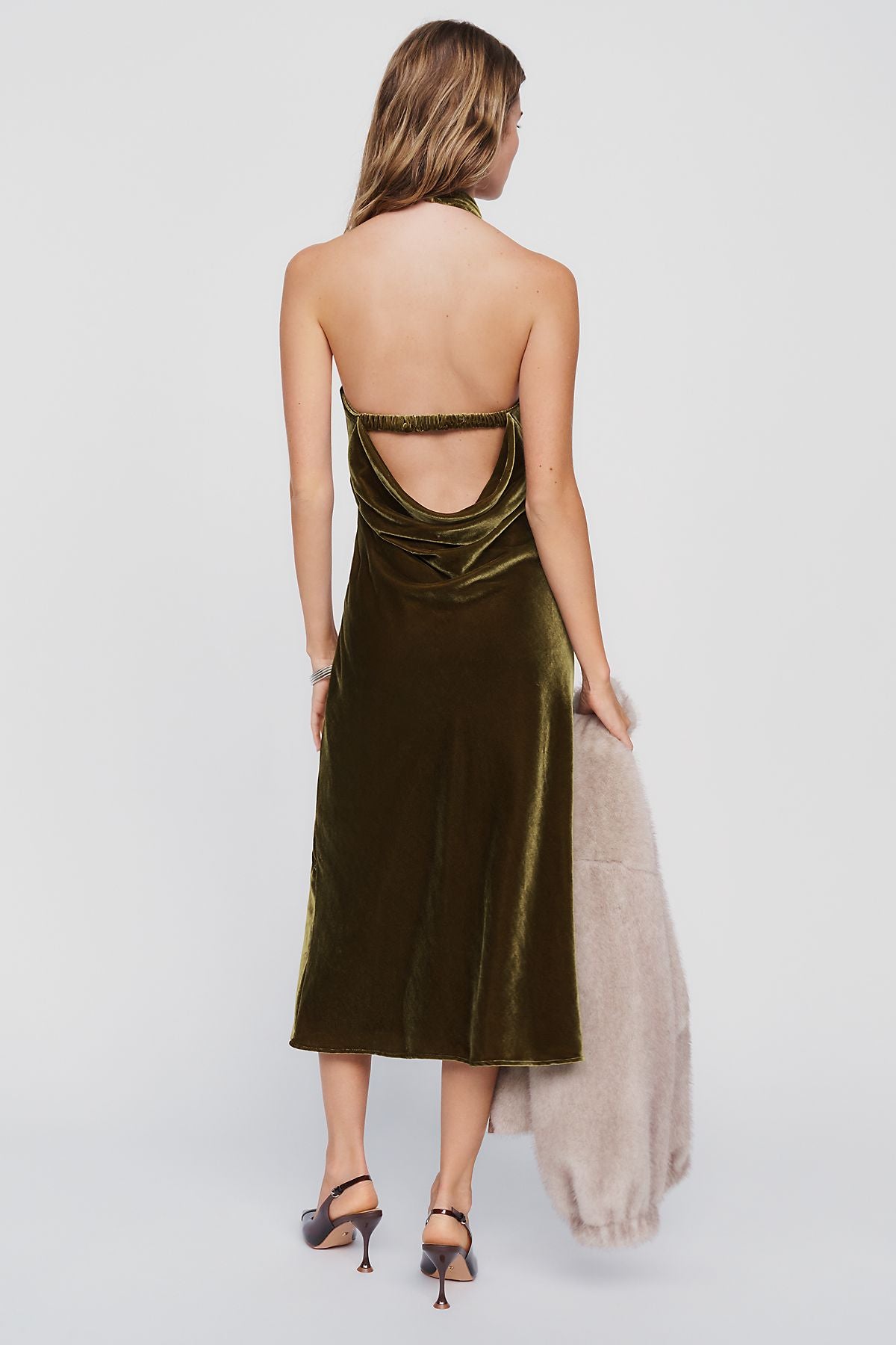 Maeve Jamie Velvet Halter Midi Dress