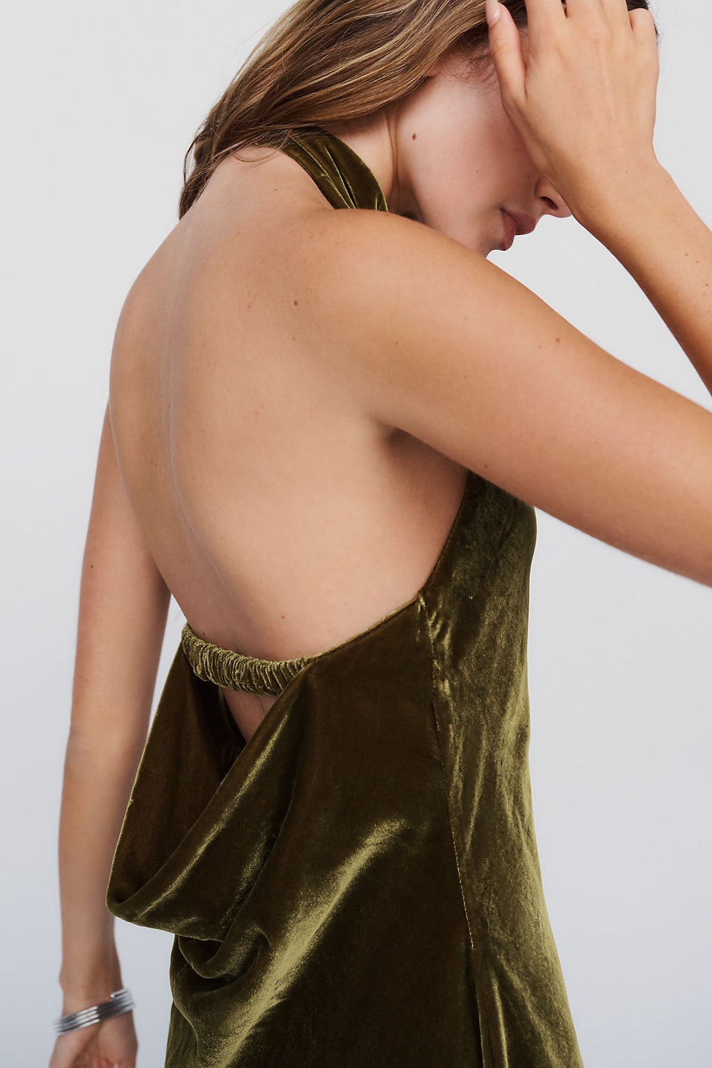Maeve Jamie Velvet Halter Midi Dress