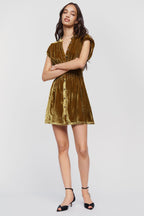 Pilcro Linden Velvet Waisted Mini Dress
