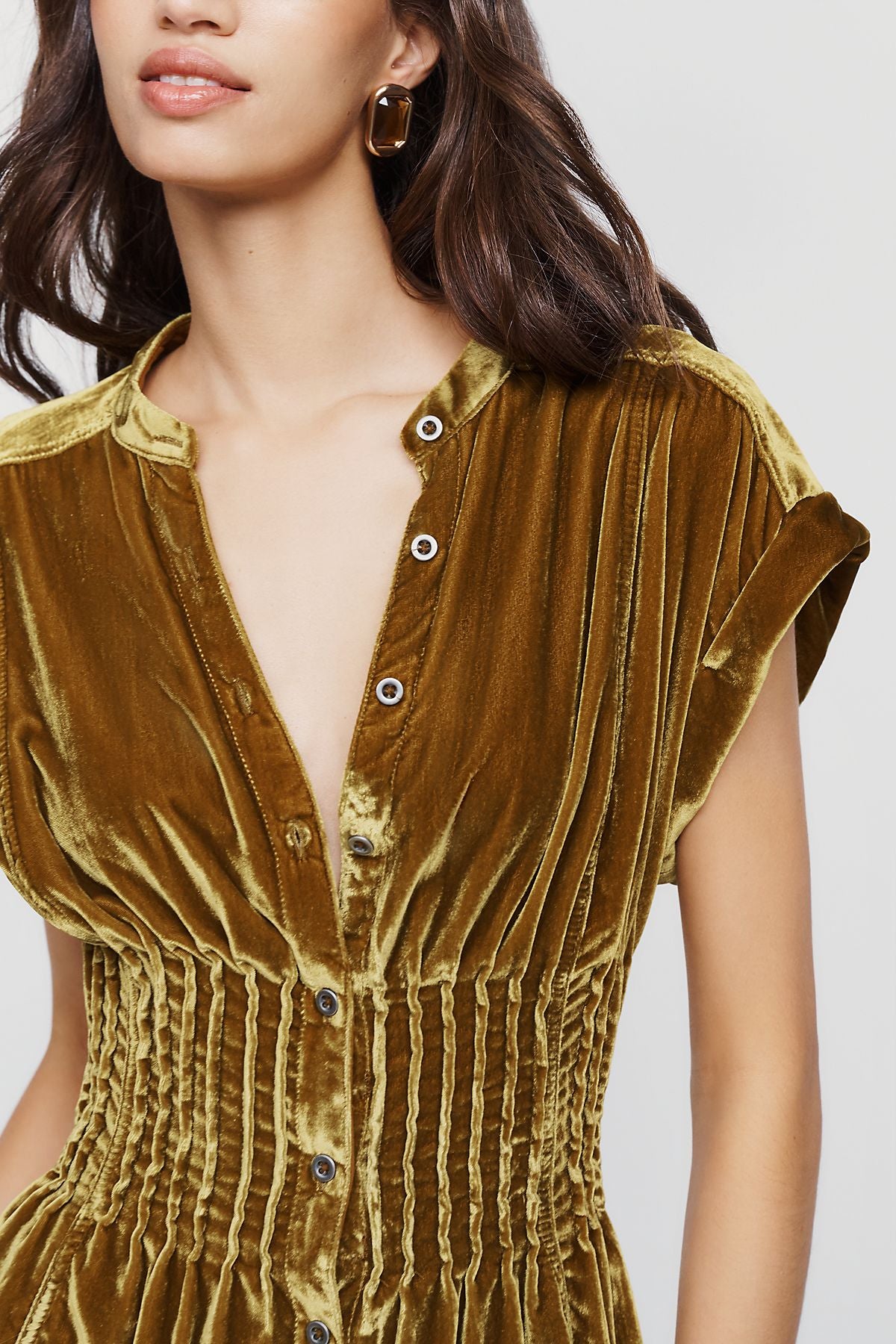 Pilcro Linden Velvet Waisted Mini Dress