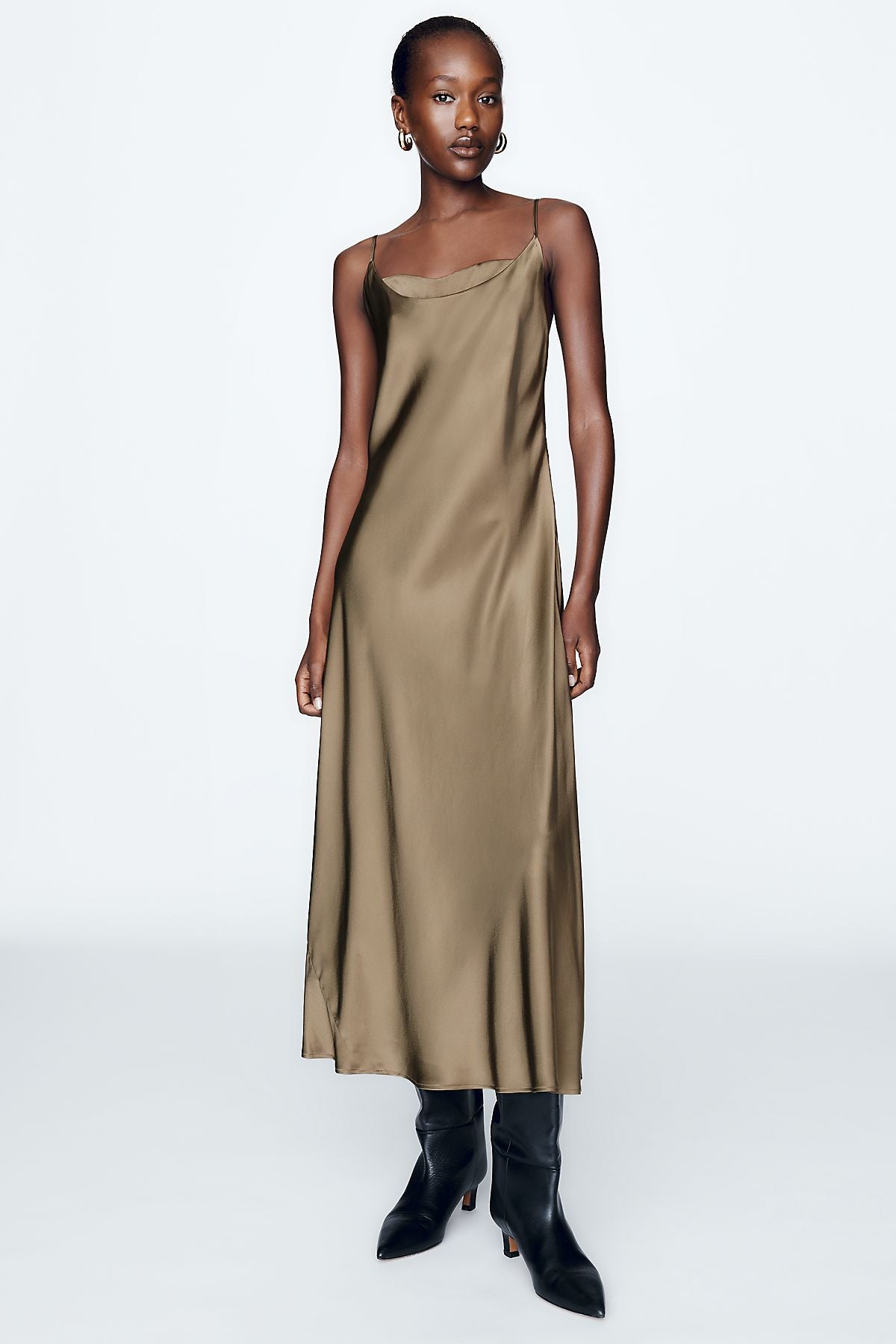 By Anthropologie Ingrid 100% Silk Midi Slip Dress