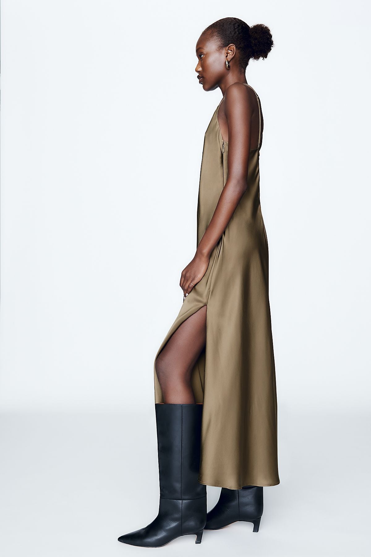 By Anthropologie Ingrid 100% Silk Midi Slip Dress