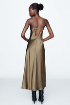 By Anthropologie Ingrid 100% Silk Midi Slip Dress