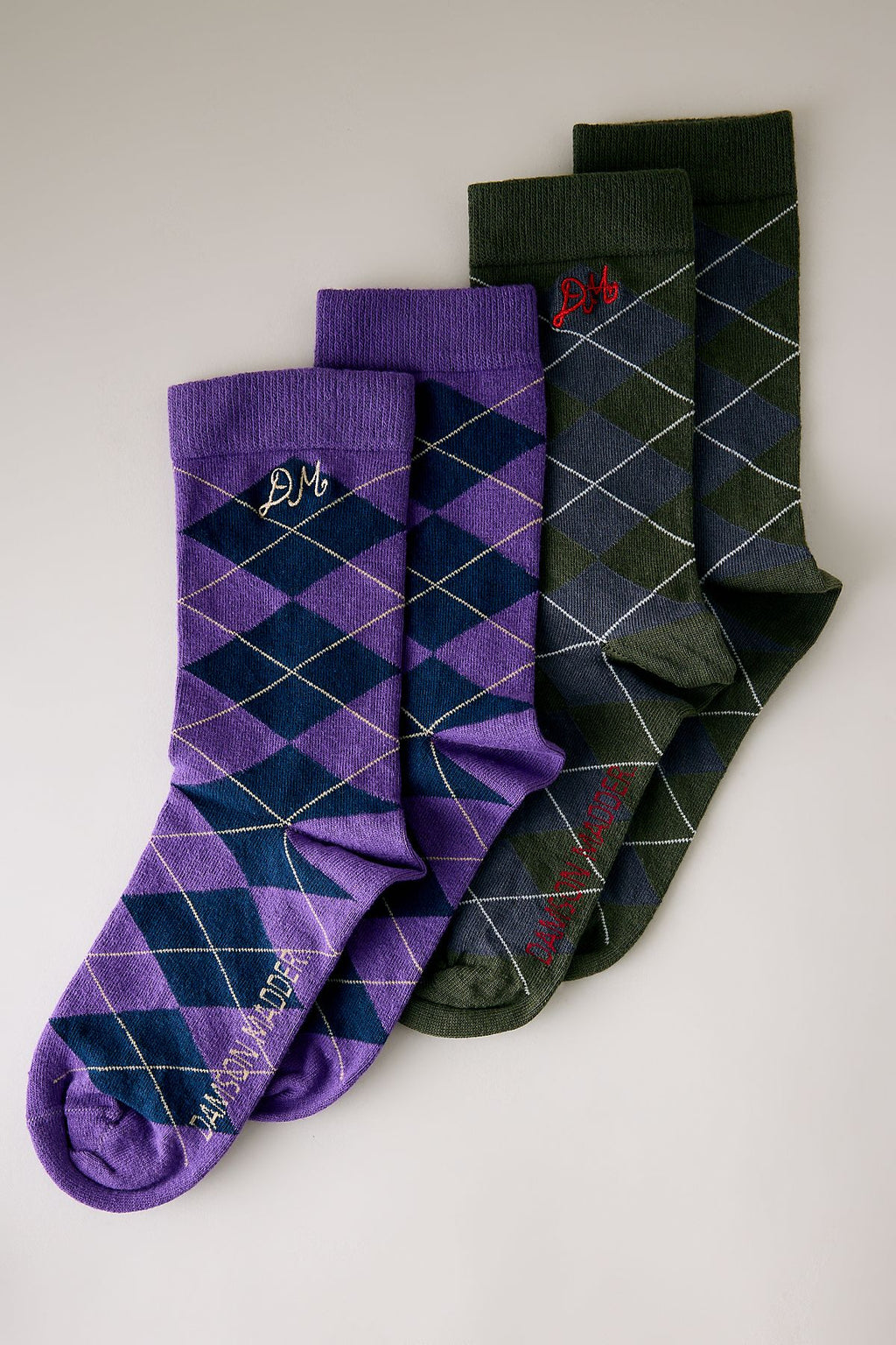 Chaussettes à carreaux vichy mélangés Damson Madder, lot de 2