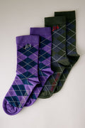 Chaussettes à carreaux vichy mélangés Damson Madder, lot de 2
