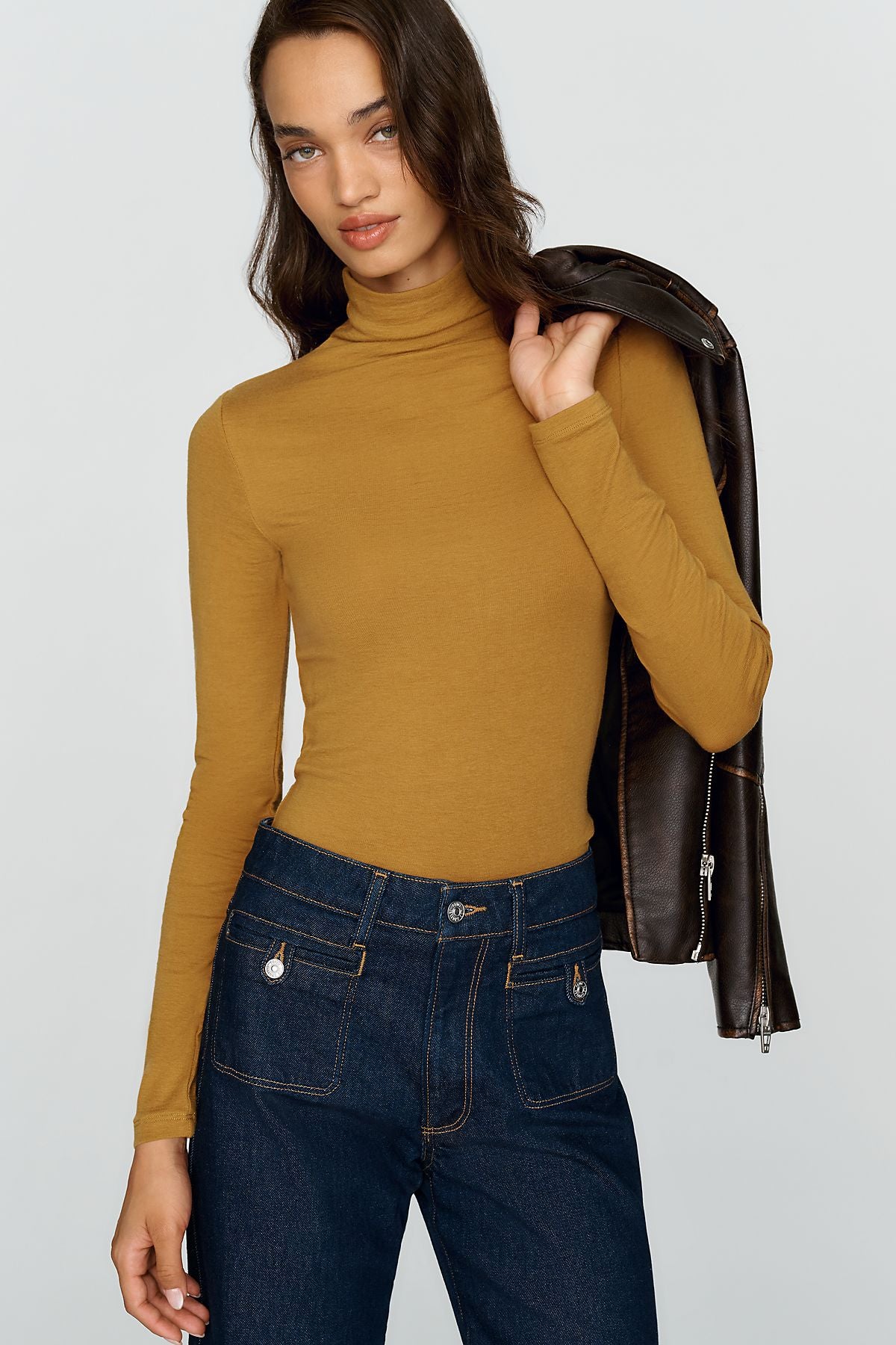By Anthropologie Arena Wool Blend Fitted Turtleneck Top
