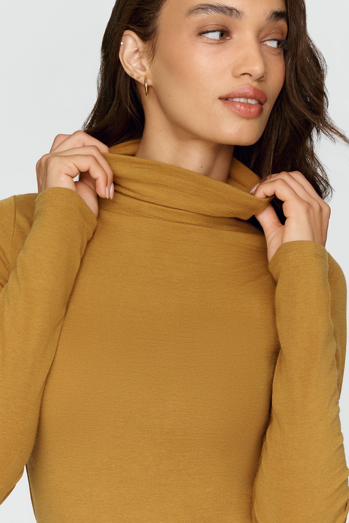 By Anthropologie Arena Wool Blend Fitted Turtleneck Top