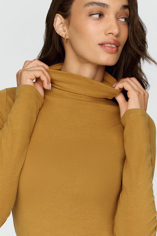 By Anthropologie Arena Wool Blend Fitted Turtleneck Top