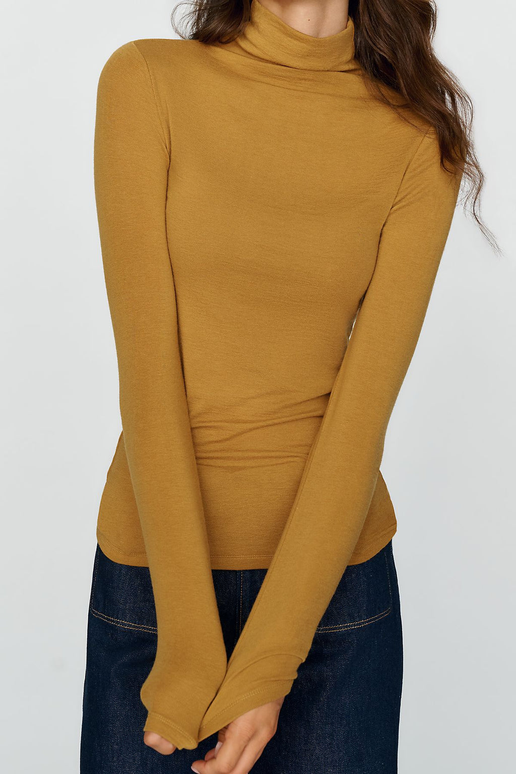 By Anthropologie Arena Wool Blend Fitted Turtleneck Top