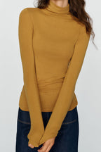 By Anthropologie Arena Wool Blend Fitted Turtleneck Top